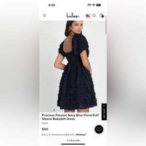 Lulus Navy 3D Floral Babydoll Mini Dress